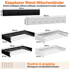 Jopassy Wandwäscheständer klappbar 80/100 cm für Balkon und Innenbereich