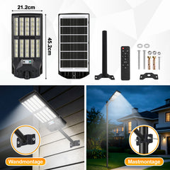 Jopassy Solar Straßenleuchte 200–1000W mit Bewegungsmelder Fernbedienung und Akkuanzeige IP65