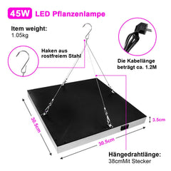 Jopassy 15W/45W LED Pflanzenlampe, Pflanzenlicht Quadrat, Vollspektrum LED-Wachstumslicht, Grow Light