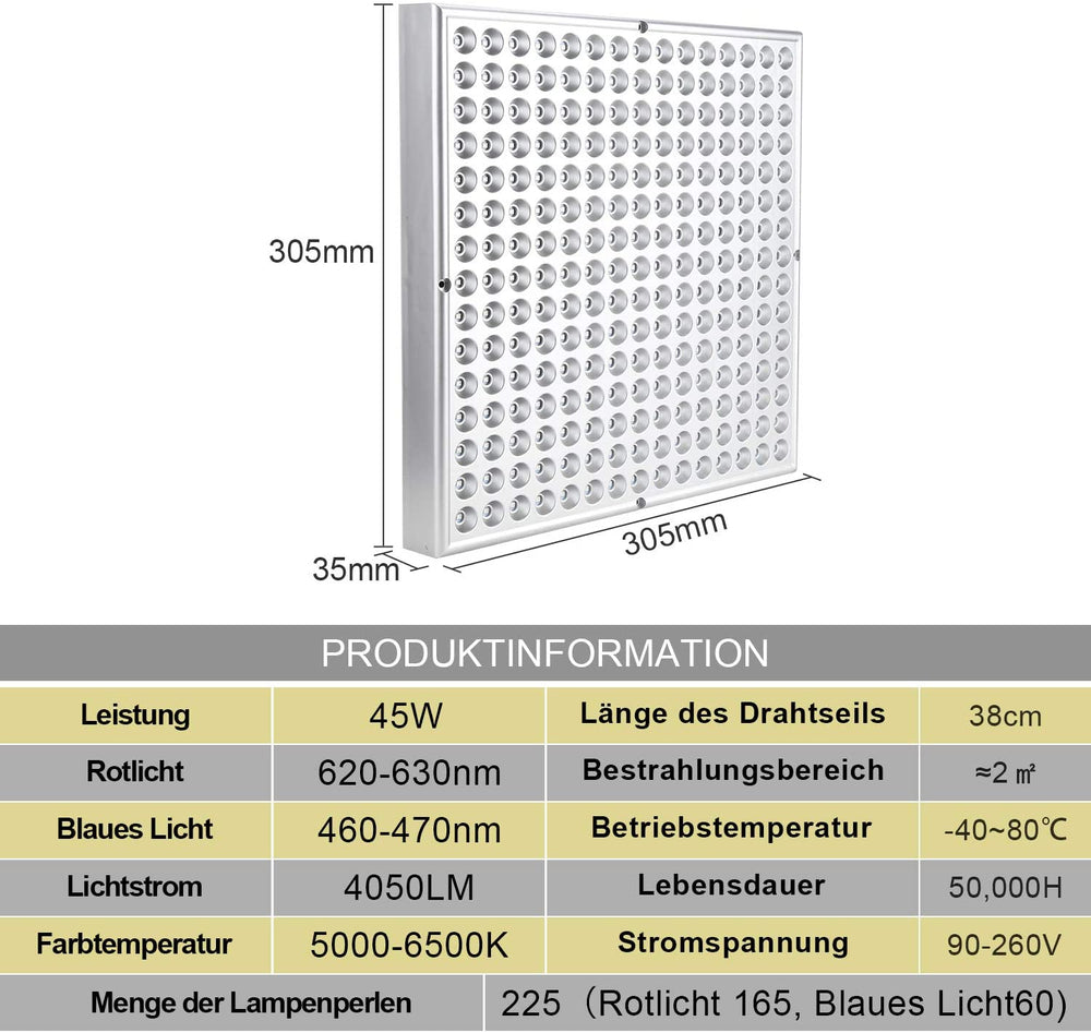 15W/45W Quadrat LED Pflanzenlampe