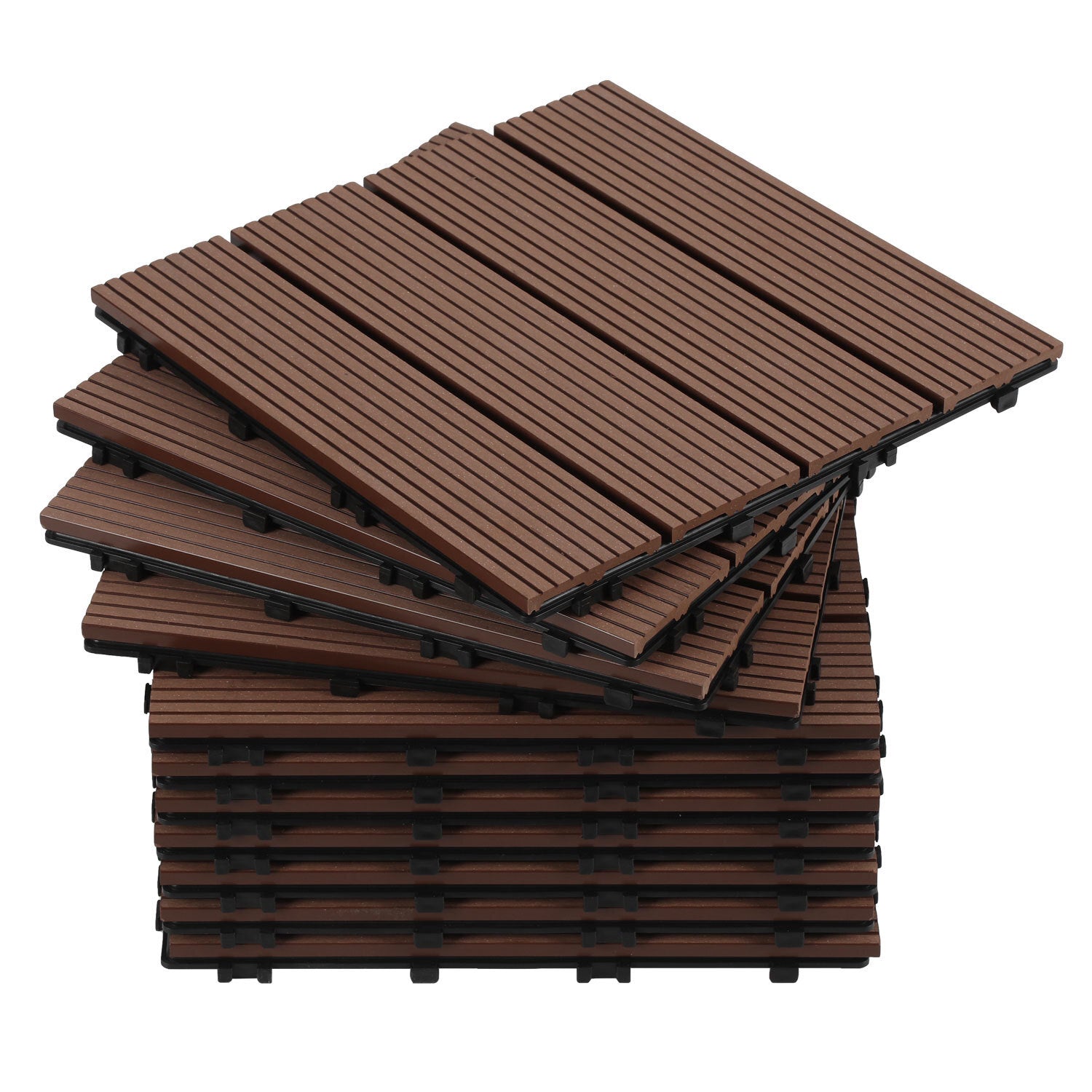 Jopassy WPC Terrassenfliesen 30x30 cm, Klickfliesen für Garten