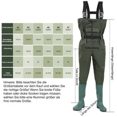 Jopassy Wathose Herren aus 70D Nylon mit rutschfesten Gummistiefeln für Angeln und Teicharbeit