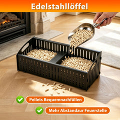 Jopassy Pelletkorb für Kamin und Holzofen 28/48 x 20 x 17 cm mit Pelletschaufel