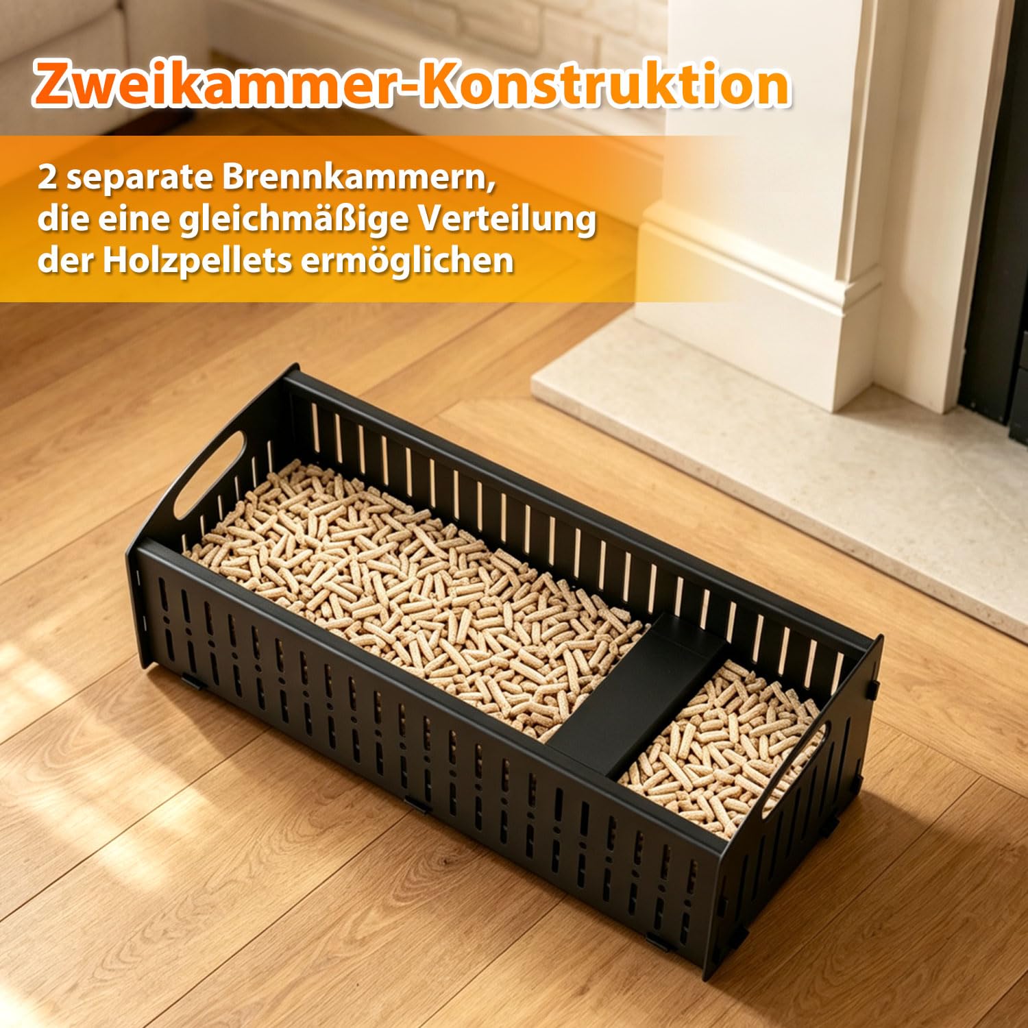 Jopassy Pelletkorb für Kamin und Holzofen 28/48 x 20 x 17 cm mit Pelletschaufel