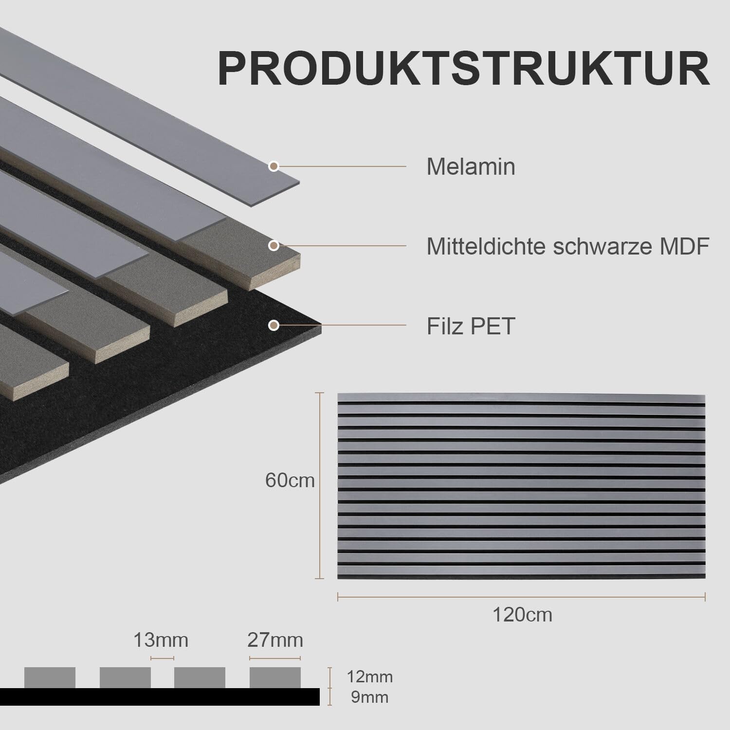 Jopassy Akustikpaneele 120x60 cm Wandpaneele Holz und Filz für Innenwand