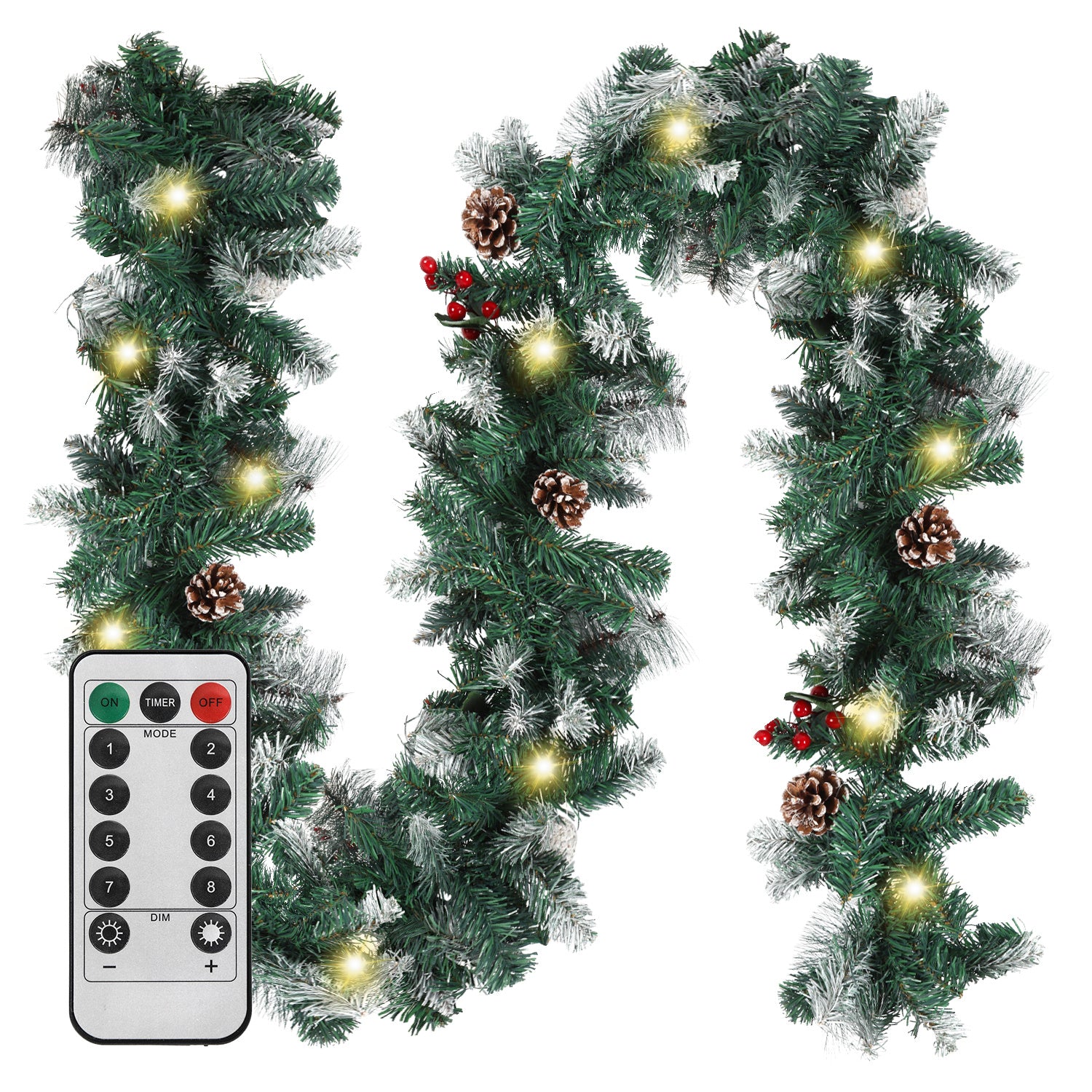 Jopassy Weihnachtsgirlande 2,7 m mit LED Beleuchtung und Fernbedienung
