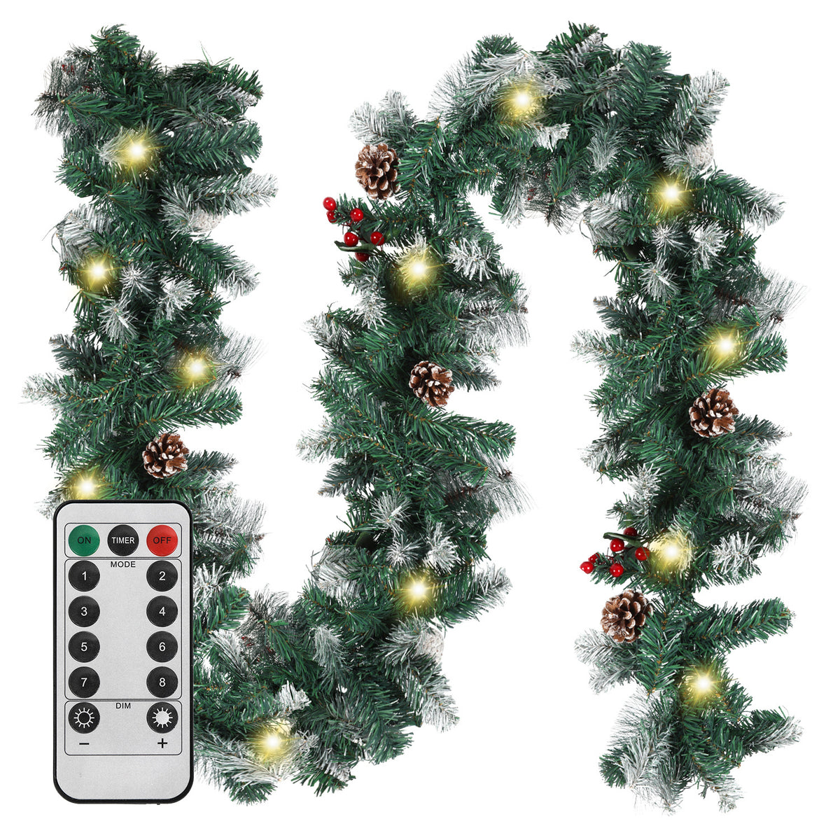Jopassy Weihnachtsgirlande 2,7 m mit LED Beleuchtung und Fernbedienung