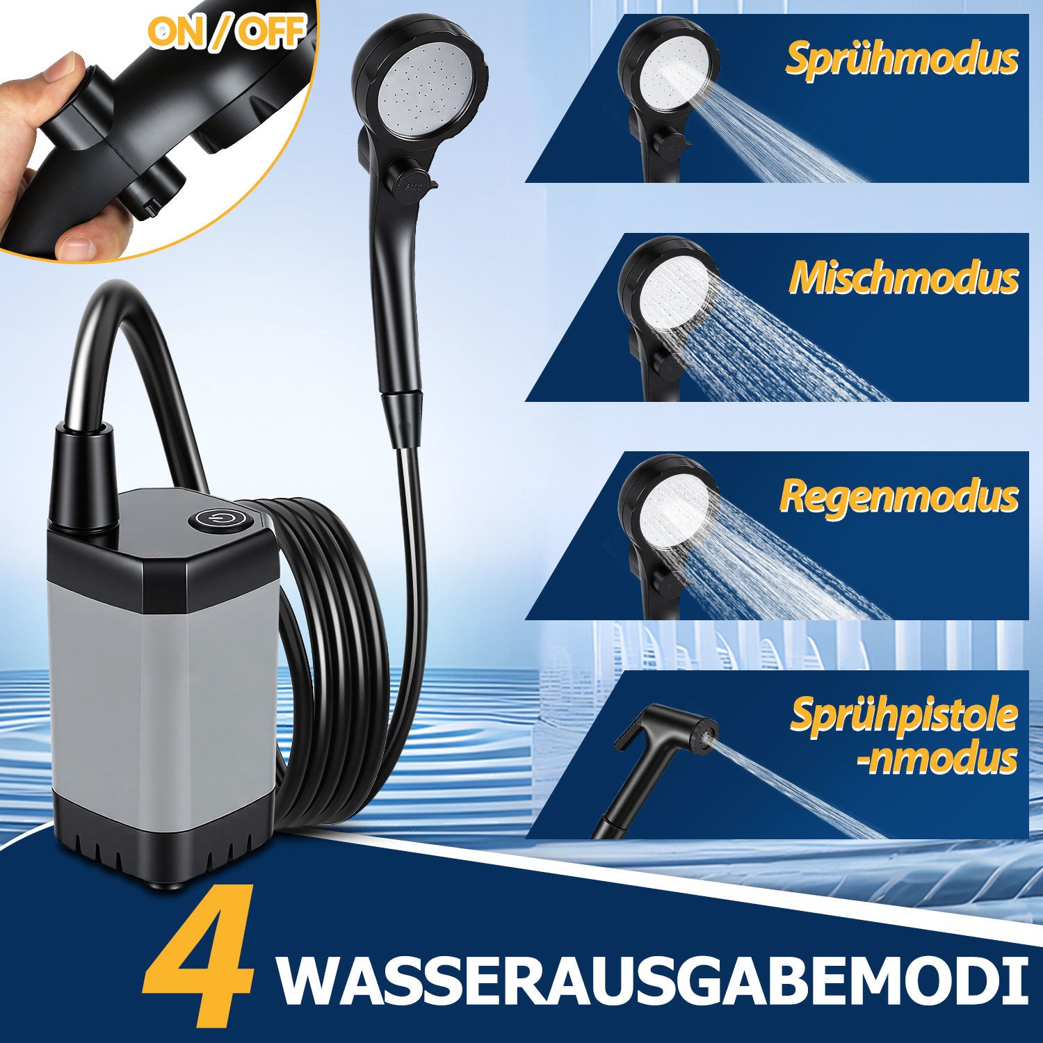 Jopassy Tragbare Campingdusche 20L mit Akku Pumpe