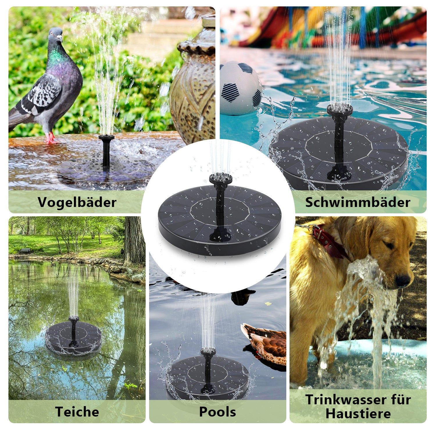 Jopassy Solarbetriebene Wasserpumpe schwimmender Springbrunnen