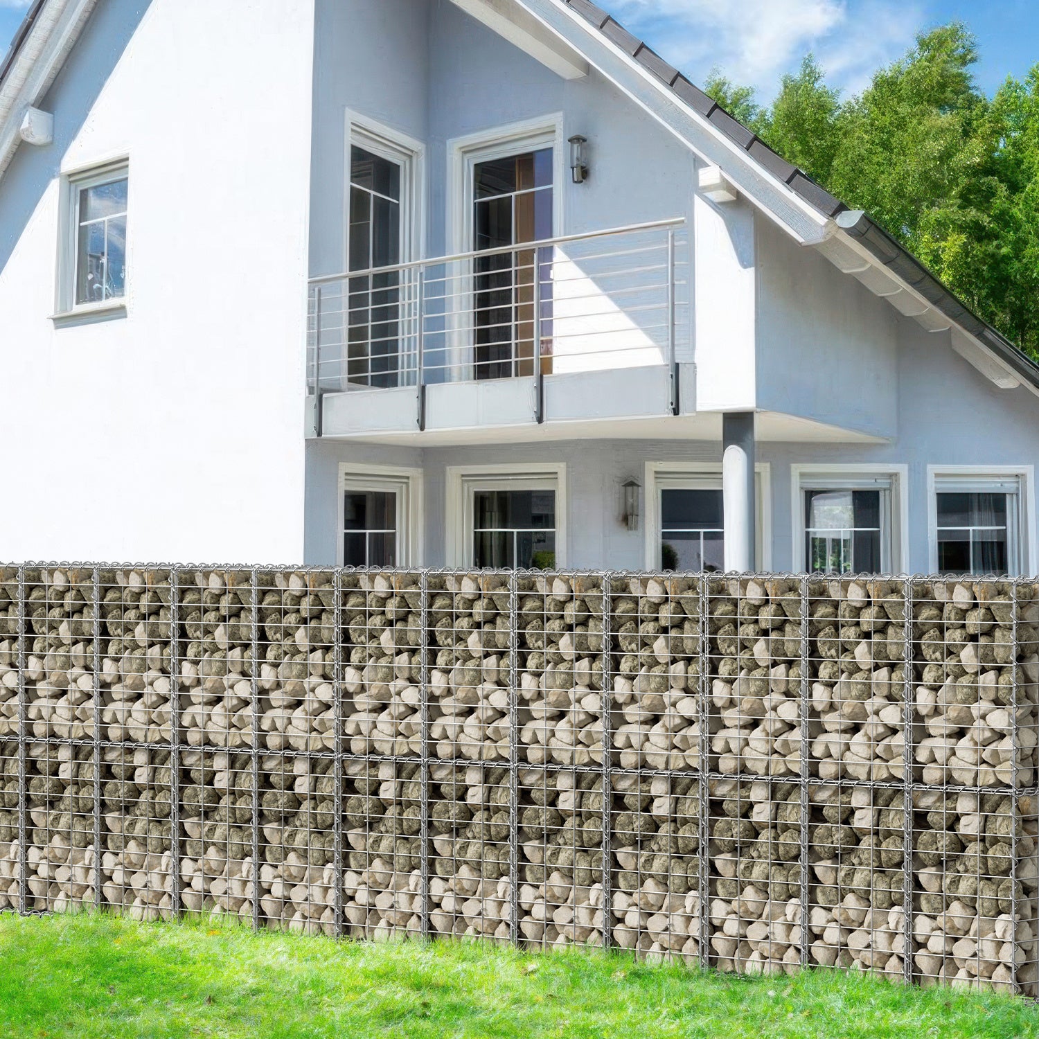 Jopassy Gabionenkorb 100x30x30 cm 2 Stück verzinkt für Gartenzaun