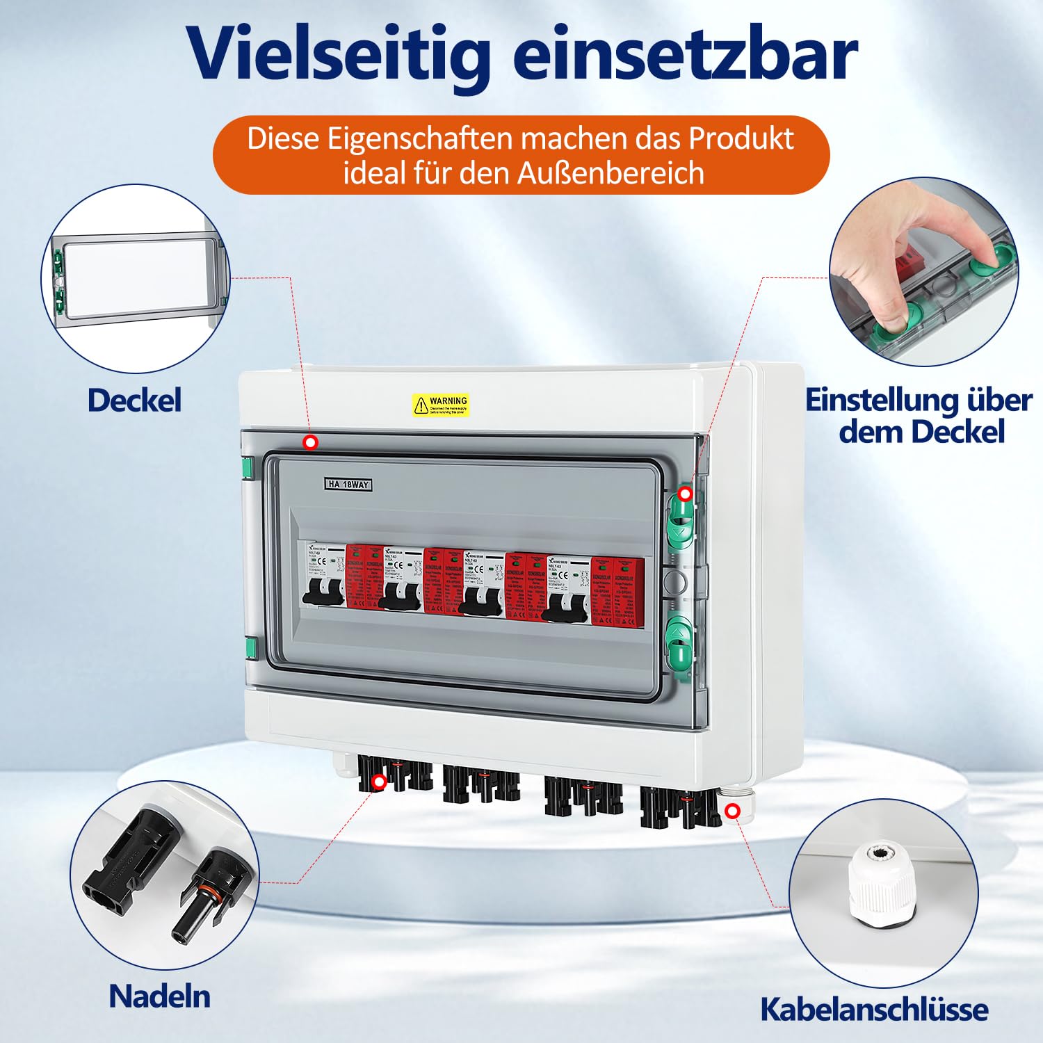 Jopassy PV Überspannungsschutz DC 1000V 32A für 1, 2 oder 4 Strings vorverdrahtet IP65