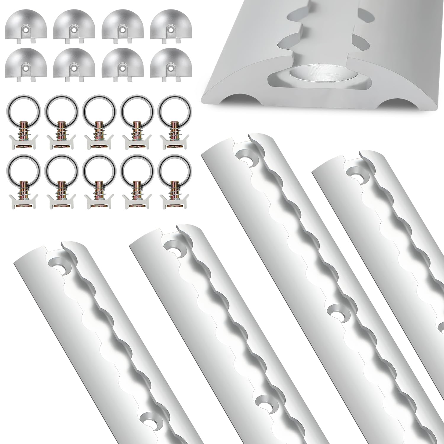 Jopassy Airlineschienen Set Aluminium 4/8/16 m mit Fittings und Endkappen