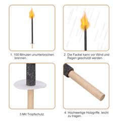 Jopassy Wachsfackeln 10–200 Stück mit Tropfschutz bis 100 Min Brenndauer für Outdoor