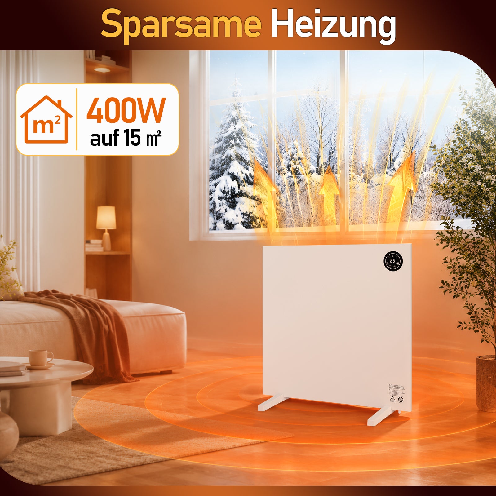 Jopassy Infrarotheizung 400/750/1000W mit Thermostat Tuya App und Fernbedienung