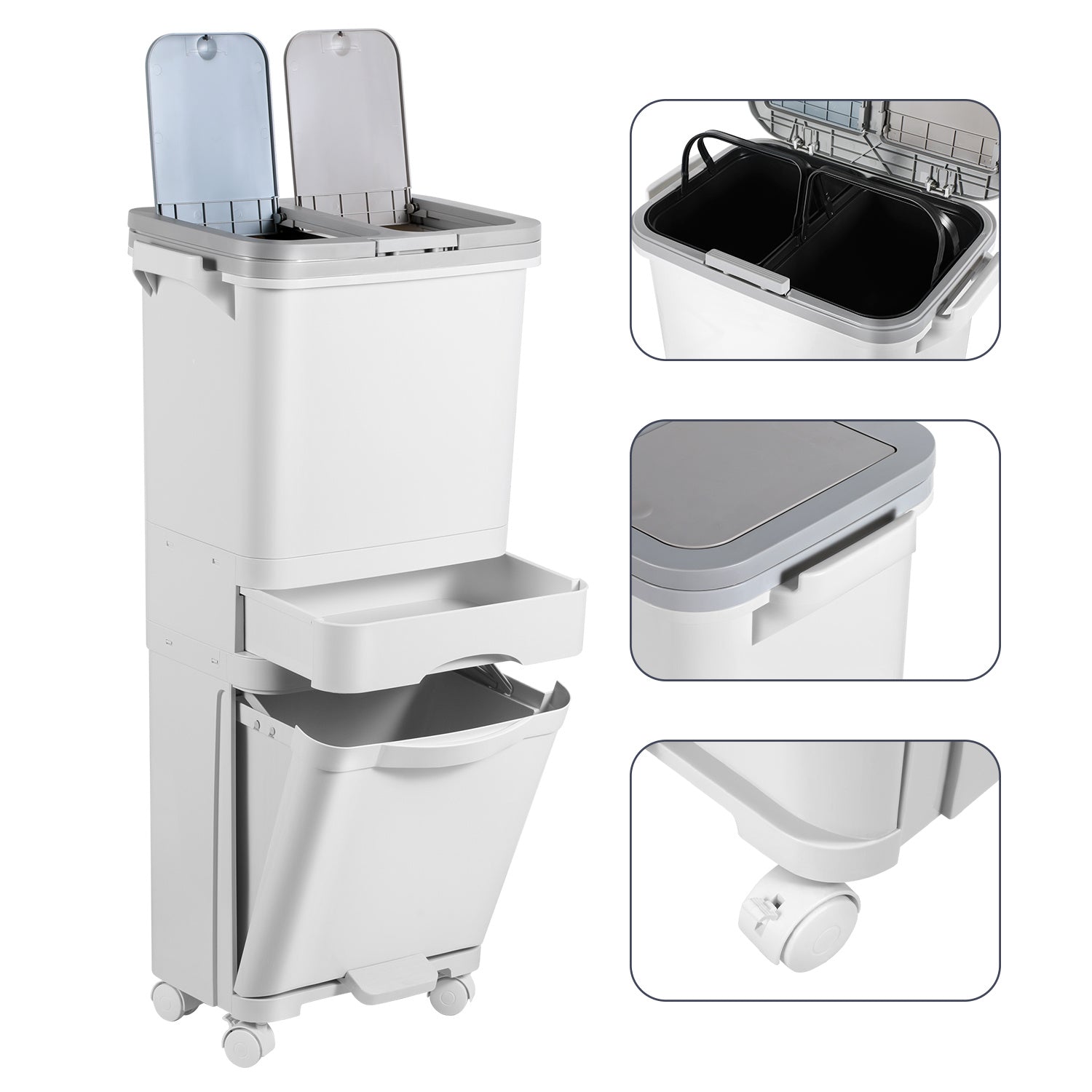 Jopassy Küchenmülleimer 42L mit 3 Fächern