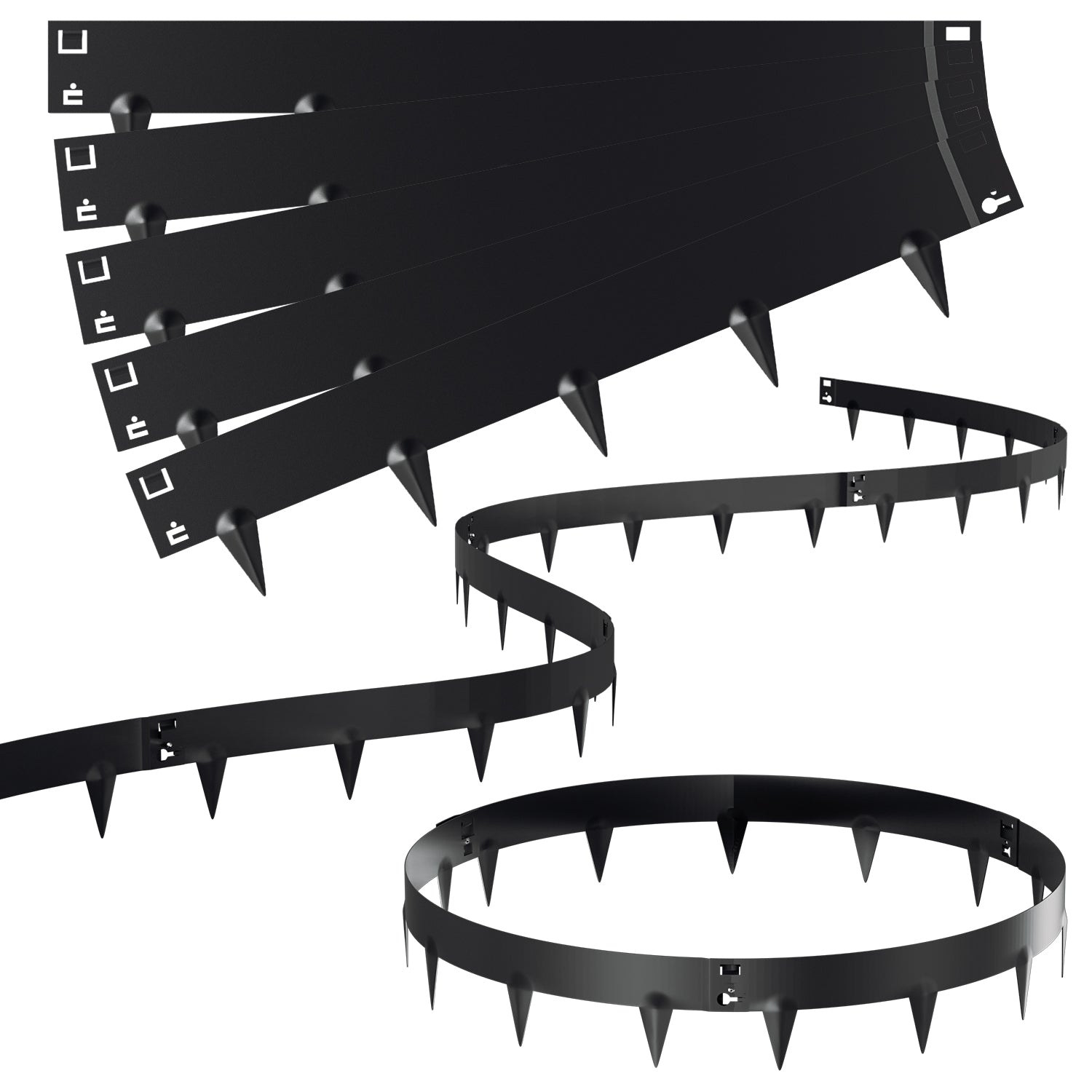 Jopassy Metall Rasenkante mit Dornen, Beeteinfassung 15/18 cm