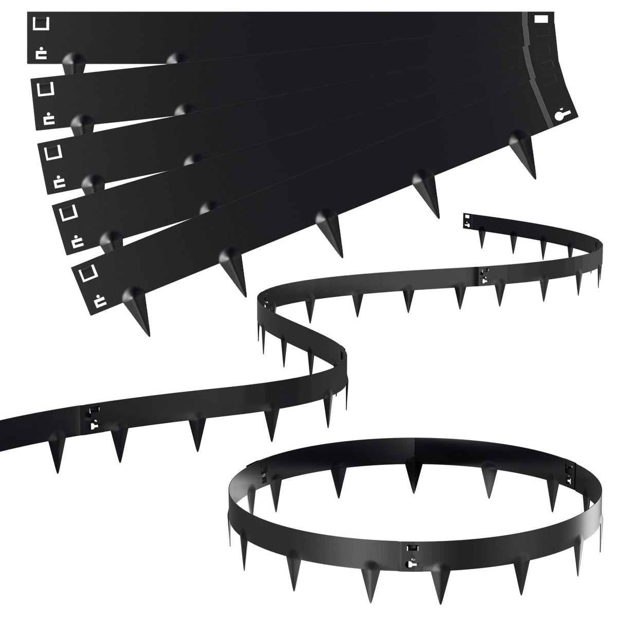 Jopassy Metall Rasenkante mit Dornen, Beeteinfassung 15/18 cm