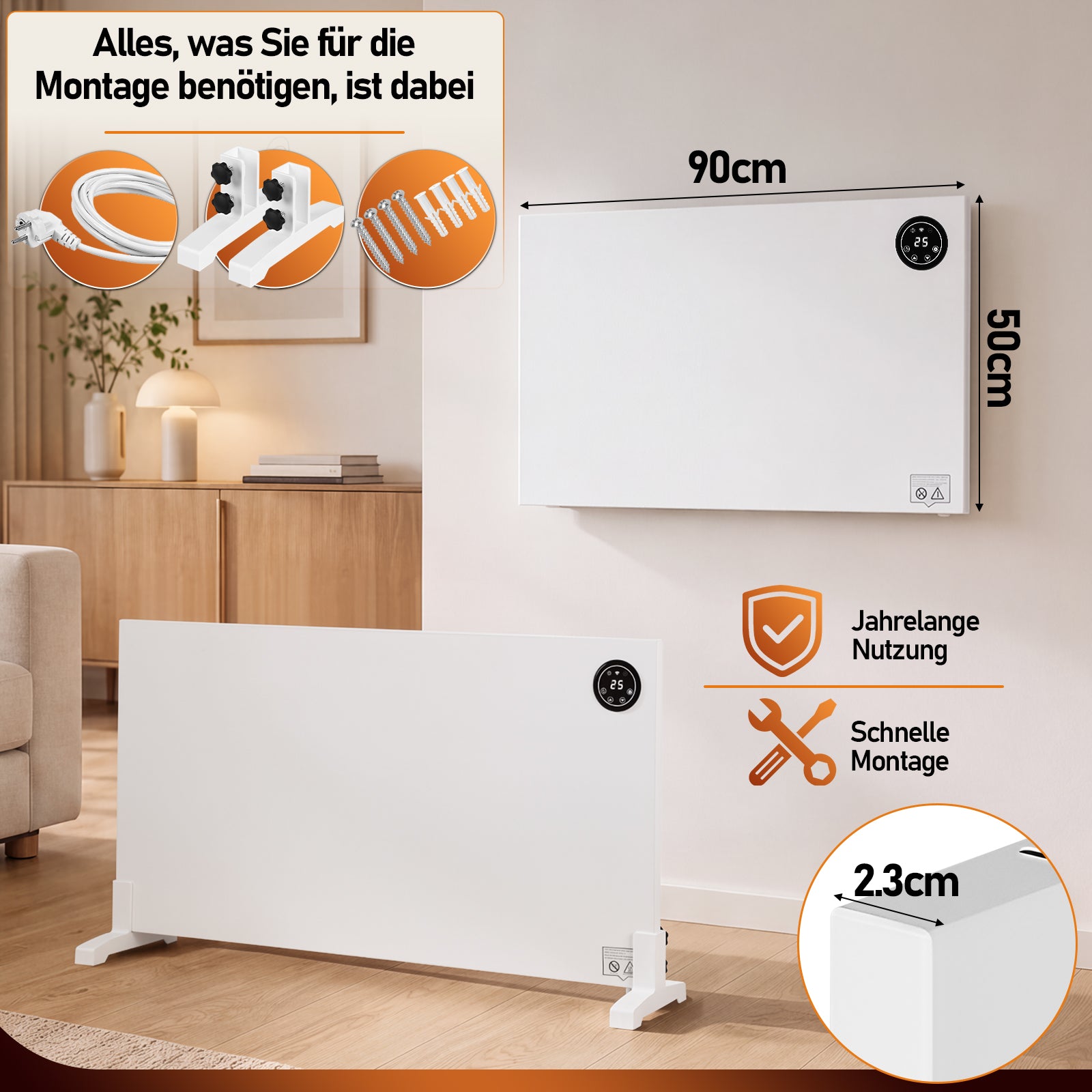 Jopassy Infrarotheizung 400/750/1000W mit Thermostat Tuya App und Fernbedienung