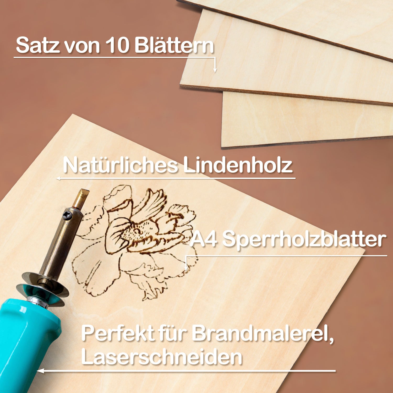 Jopassy Sperrholzplatten Lindenholz A3/A4 10 Stück