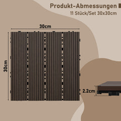 Jopassy WPC Terrassenfliesen 30x30 cm, Klickfliesen für Balkon, 1–5 m²
