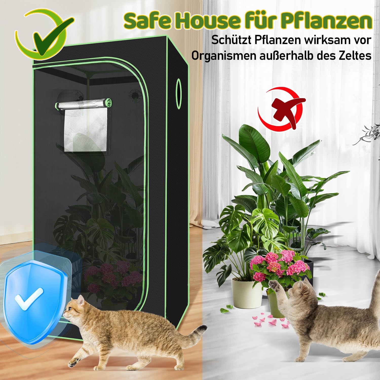 Jopassy Indoor Growzelt aus 600D Oxford Lichtdicht Wasserdicht mit Sichtfenster für Pflanzenanzucht