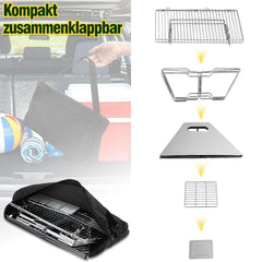 Jopassy Faltbarer Grill aus 304 Edelstahl mit höhenverstellbarem Grillrost und Tragetasche