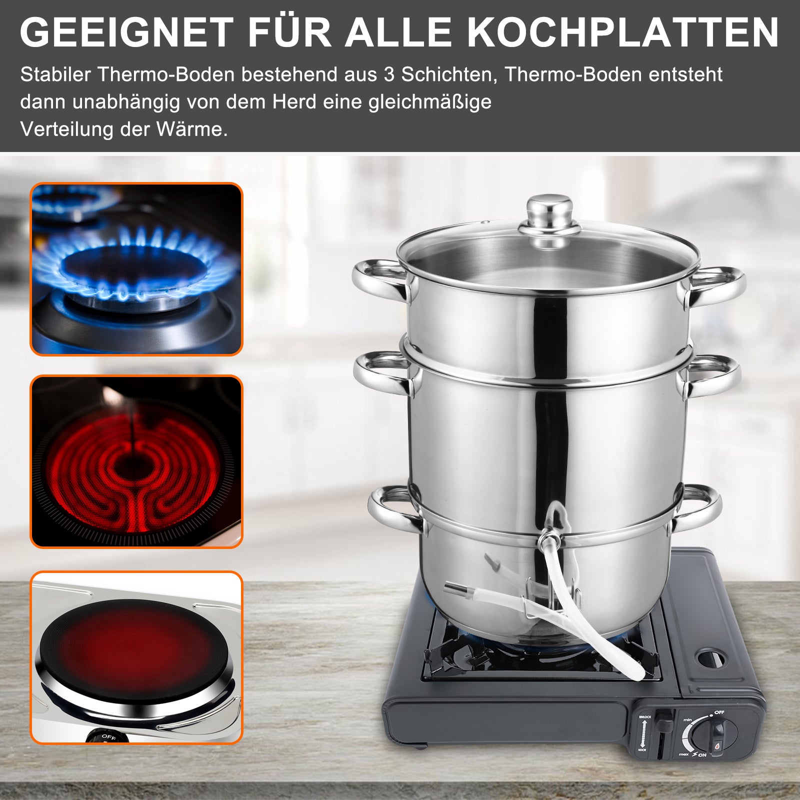 Jopassy Dampfentsafter 8L Edelstahl Saftkocher