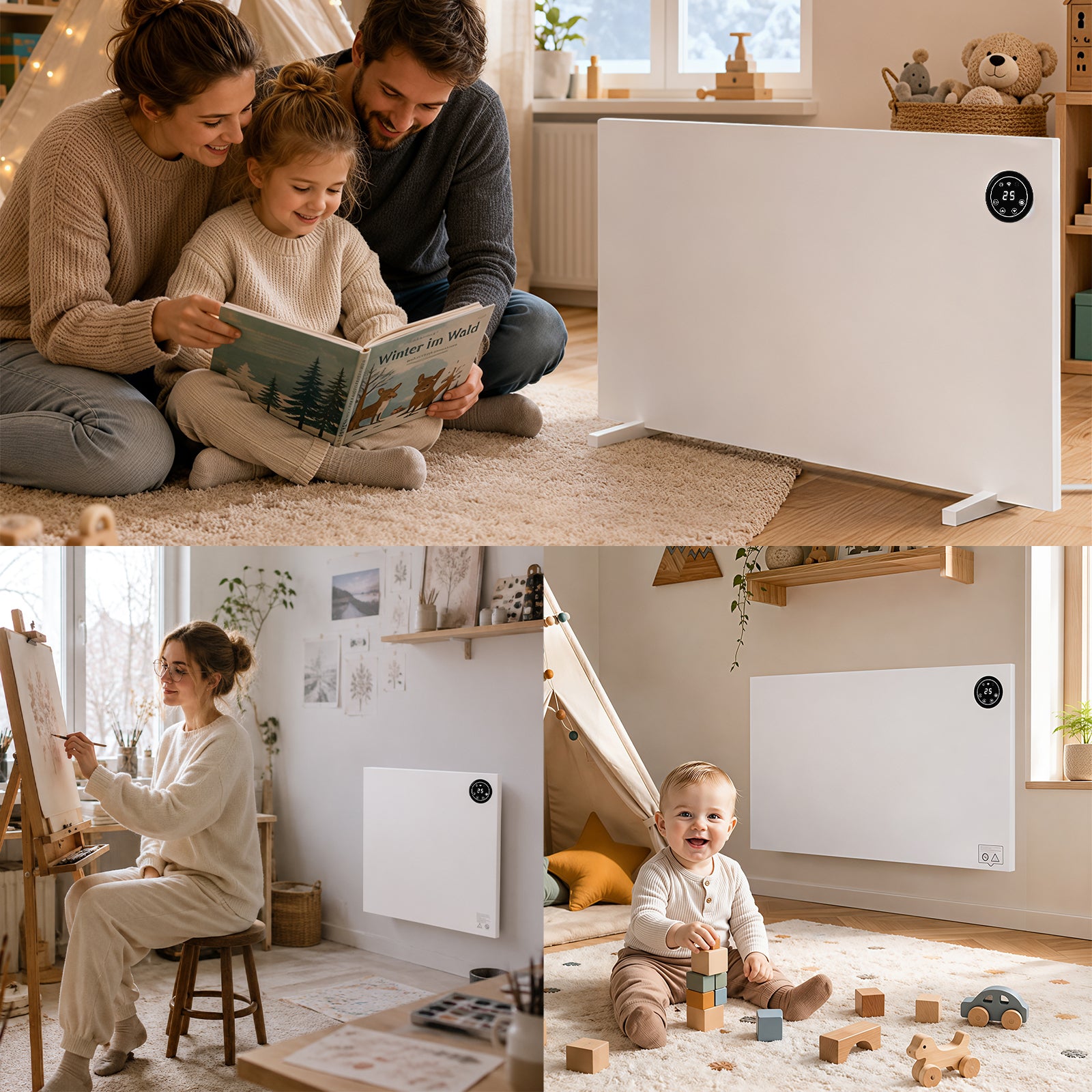 Jopassy Infrarotheizung 400/750/1000W mit Thermostat Tuya App und Fernbedienung