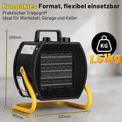 Jopassy Heizlüfter 2000/3000W PTC mit Thermostat für Werkstatt und Garage