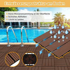 Jopassy WPC Terrassenfliesen 30x30 cm, Klickfliesen für Garten