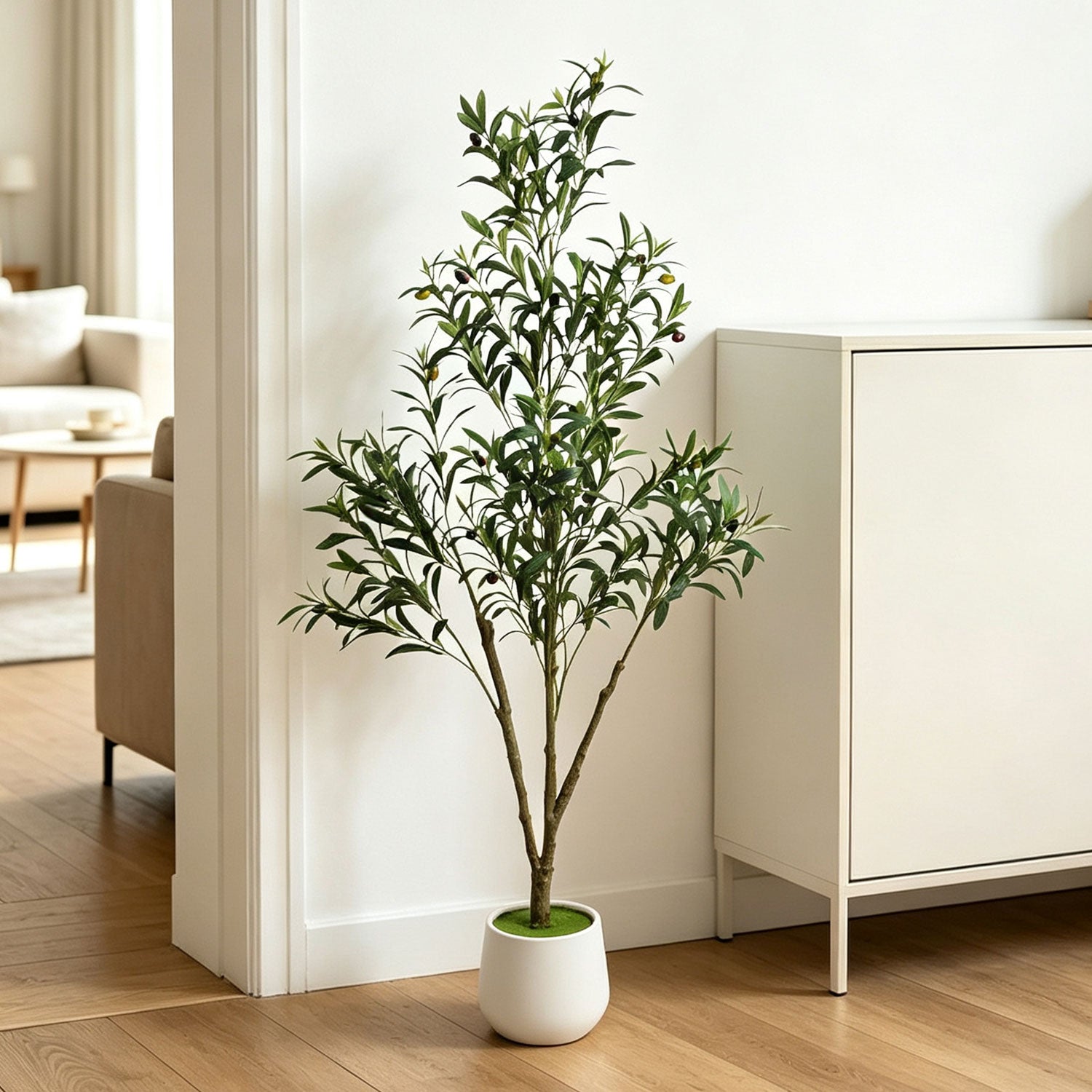 Jopassy Künstlicher Olivenbaum 120/150/180 cm Dekobaum mit Pflanztopf