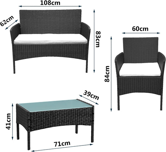 Jopassy Polyrattan Balkonmöbel Set mit Sitzkissen, Lounge-Set für Balkon & Terrasse