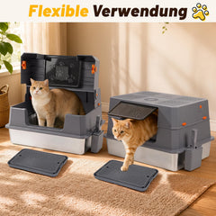 Jopassy Edelstahl Katzentoilette XXXL 71 × 51 × 43 cm mit hohem Rand