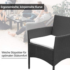 Jopassy Polyrattan Balkonmöbel Set mit Sitzkissen, Lounge-Set für Balkon & Terrasse