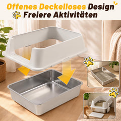 Jopassy Offenes Edelstahl Katzenklo XXXL 71 × 51 × 30 cm mit hohem Rand