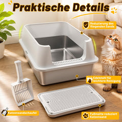 Jopassy Offenes Edelstahl Katzenklo XXXL 71 × 51 × 30 cm mit hohem Rand