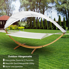 Jopassy Hängematten mit Gestell Outdoor Holz Hängematte mit Dach Hängemattengestell 200×150cm, Hängesessel 2 Personen Belastbarkeit 200kg