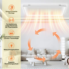 Jopassy Infrarot Deckenheizung 360/770W mit Thermostat WLAN und LED Licht