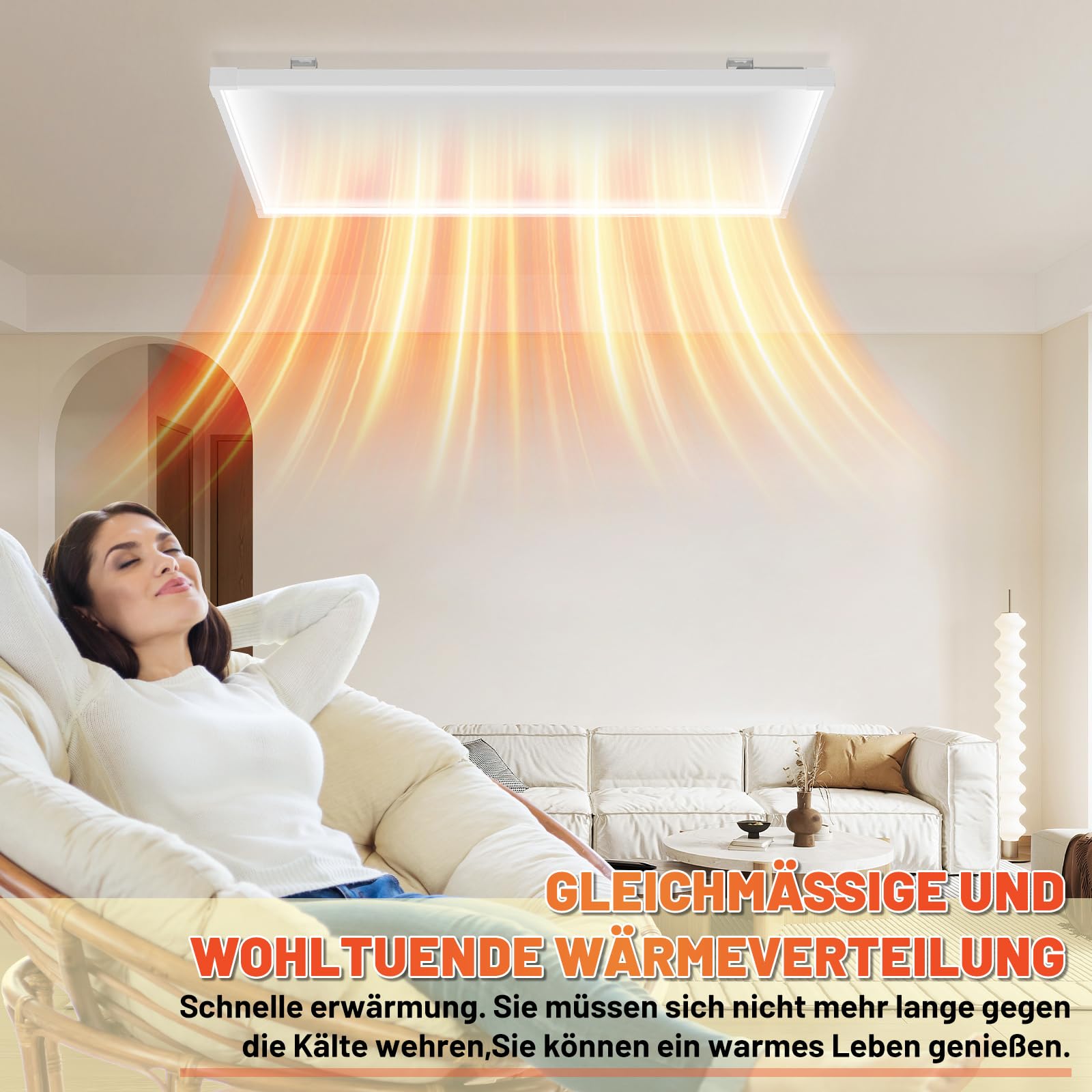 Jopassy Infrarot Deckenheizung 360/770W mit Thermostat WLAN und LED Licht