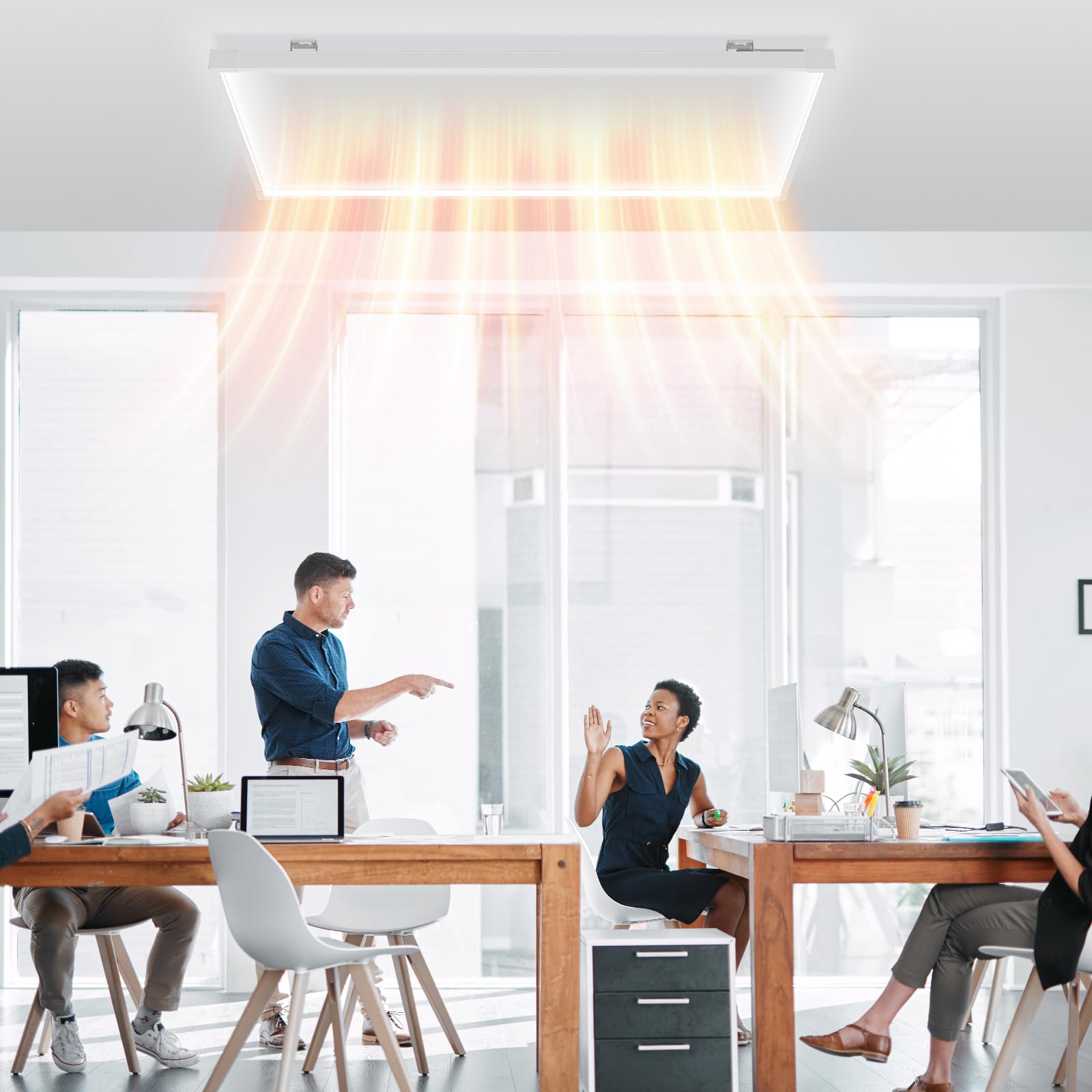 Jopassy Infrarot Deckenheizung 360/770W mit Thermostat WLAN und LED Licht