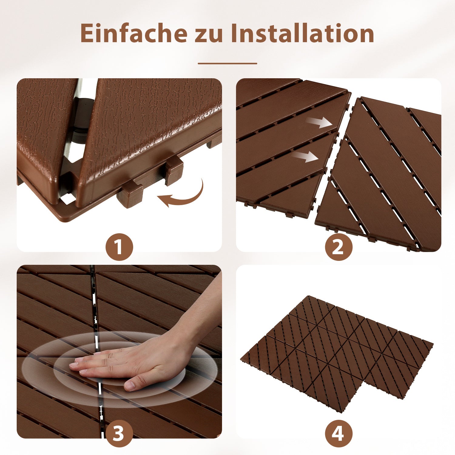 Jopassy PP Klickfliesen 30 x 30 cm für Balkon und Terrasse