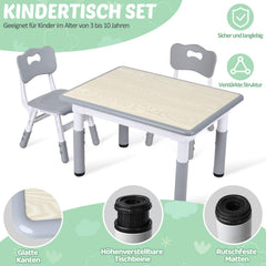 Jopassy Kindertisch 60/80/120 cm 7-fach höhenverstellbar als Mal- und Schreibtisch