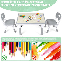 Jopassy Kindertisch 60/80/120 cm 7-fach höhenverstellbar als Mal- und Schreibtisch