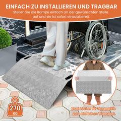 Jopassy Türschwellenrampe Aluminium bis 270 kg rutschfest für Türen und Stufen