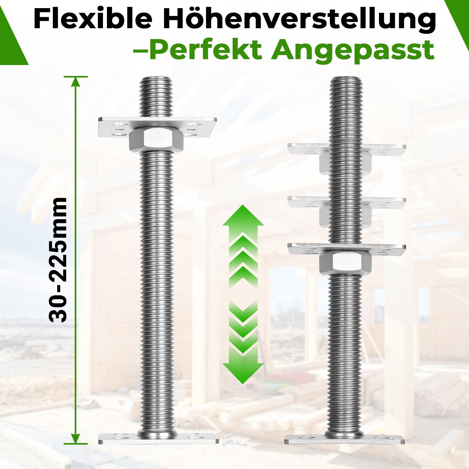 Jopassy Höhenverstellbarer Pfostenträger Silber für Carport Pergola Zaun