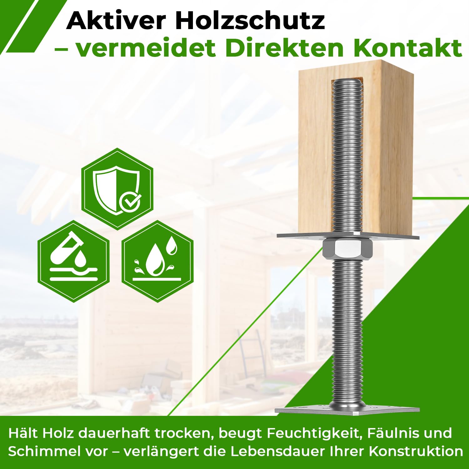Jopassy Höhenverstellbarer Pfostenträger Silber für Carport Pergola Zaun