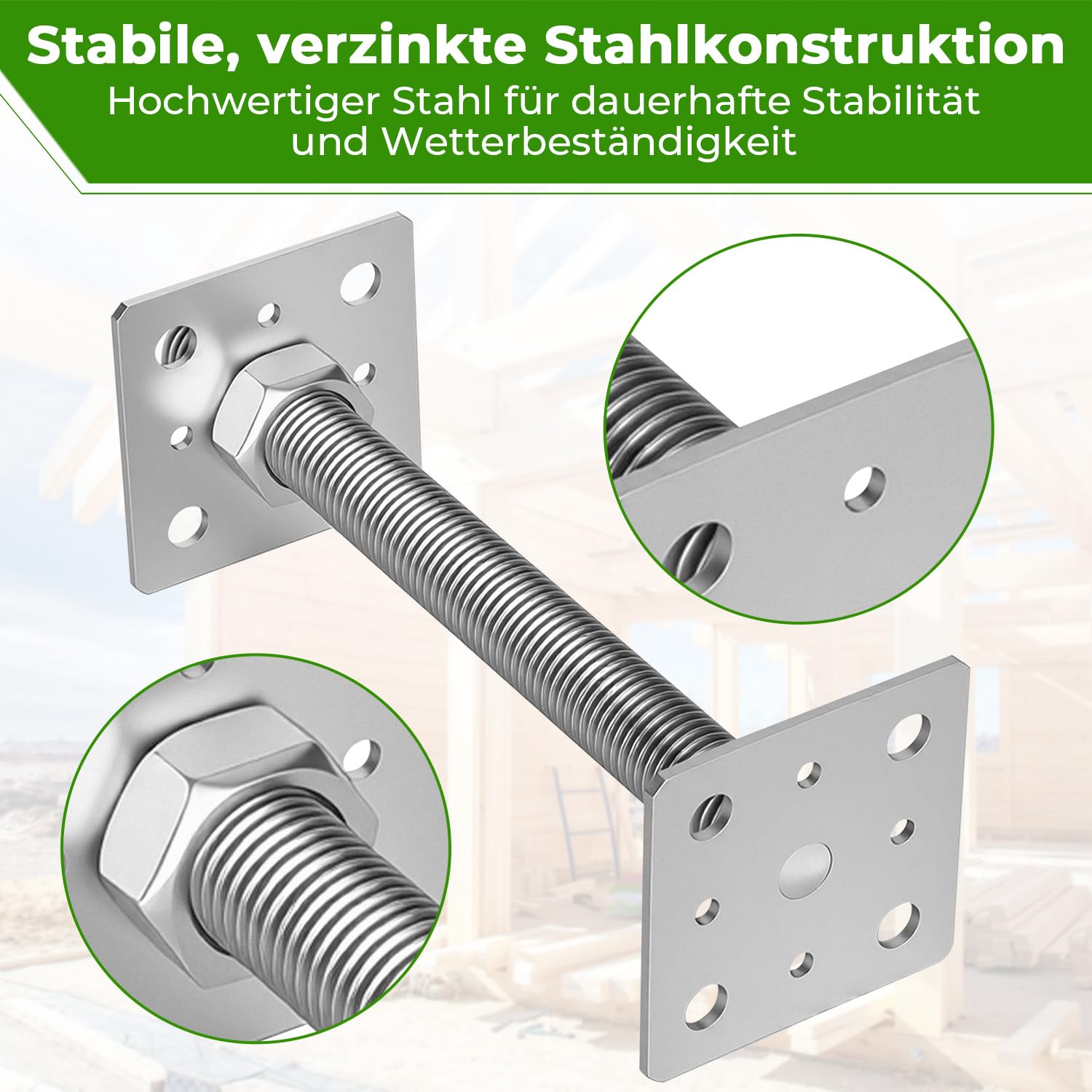 Jopassy Höhenverstellbarer Pfostenträger Silber für Carport Pergola Zaun