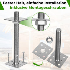 Jopassy Höhenverstellbarer Pfostenträger Silber für Carport Pergola Zaun