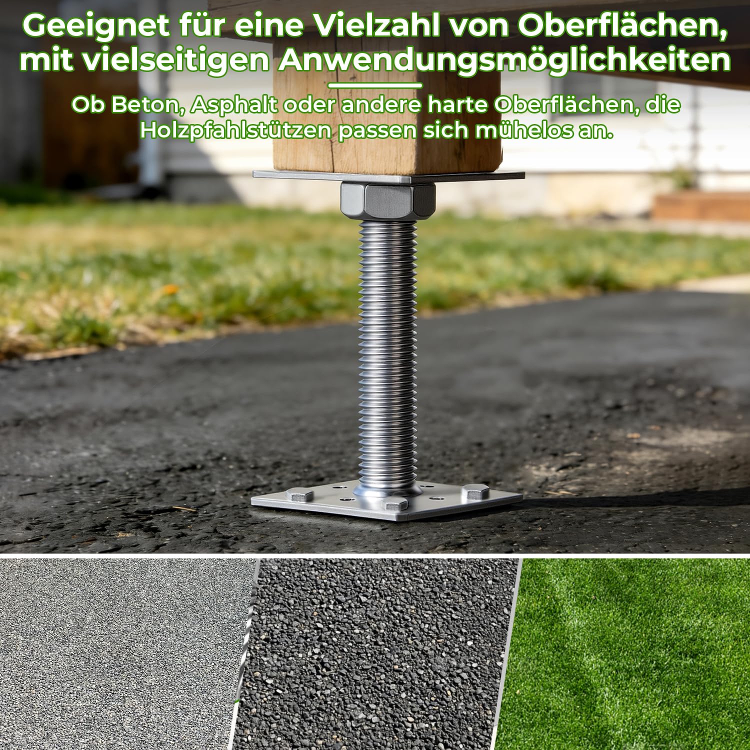 Jopassy Höhenverstellbarer Pfostenträger Silber für Carport Pergola Zaun