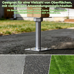 Jopassy Höhenverstellbarer Pfostenträger Silber für Carport Pergola Zaun